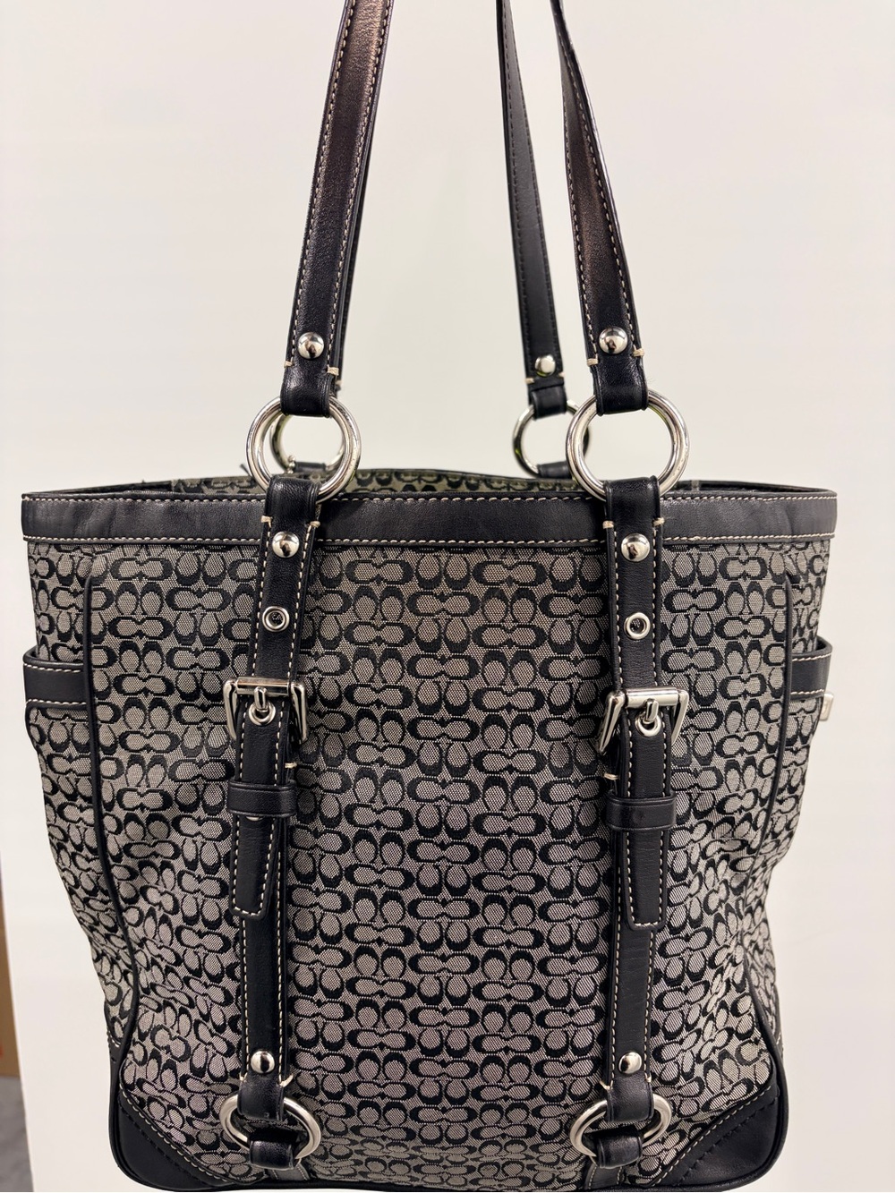 Coach Black & Gray Signature Canvas Tote